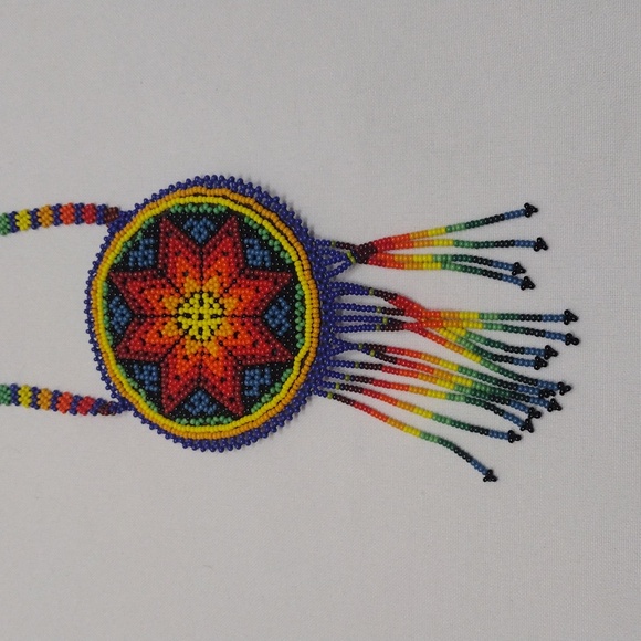 Beaded Pouch Pocket Necklace Colorful Sun - Picture 2 of 8